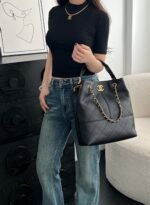 CHANEL MASTER SHOPPING BAG CALFSKIN & GOLD-TONE METAL BLACK  33*29*11cm - Image 3