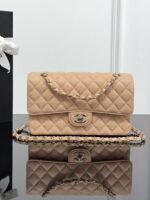 CHANEL MASTER CLASSIC FLAP CF SILVER METAL FLAP DIAMOND LEATHER CHAIN BAG 25.5*15.5*6.5cm