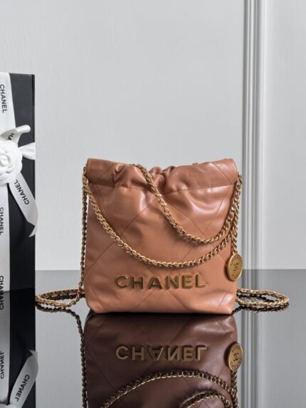CHANEL MASTER  Garbage bag mini caramel gold 20*19*6cm
