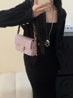 CHANEL MASTER  24K gold-plated thick chain 21 purple underarm bag 21*14*6cm - Image 3