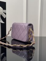 CHANEL MASTER  24K gold-plated thick chain 21 purple underarm bag 21*14*6cm - Image 5