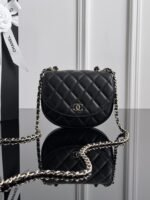 CHANEL CAMBON  25p Enamel Semi-circle Bag - Light Gold Buckle Enamel 16*14*6.5cm