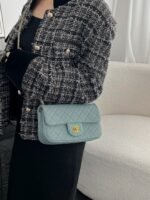 CHANEL MASTER MINI FLAP BAG SHINY LANBSKIN IN BLACK  20*13*7cm - Image 4