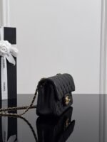 CHANEL MASTER MINI FLAP BAG SHINY LANBSKIN IN BLACK  20*13*7cm - Image 6