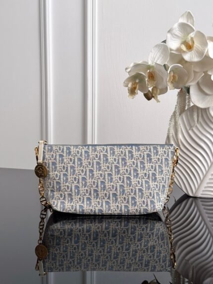 Dior Hobo Star Emblem Coconut Grass Grid Lunch Box Bag 22*14.5*10cm