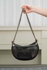 Chanel 25SS Hollow-Out Tulle Crescent Moon Bag Small Size 15*22*6cm - Image 7