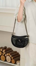 Chanel 25SS Hollow-Out Tulle Crescent Moon Bag Small Size 15*22*6cm - Image 3