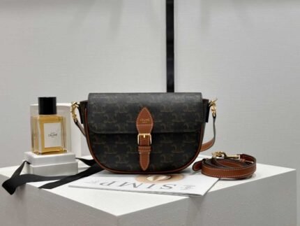 CELINE FOLCO double strap saddle bag 20*14*5cm